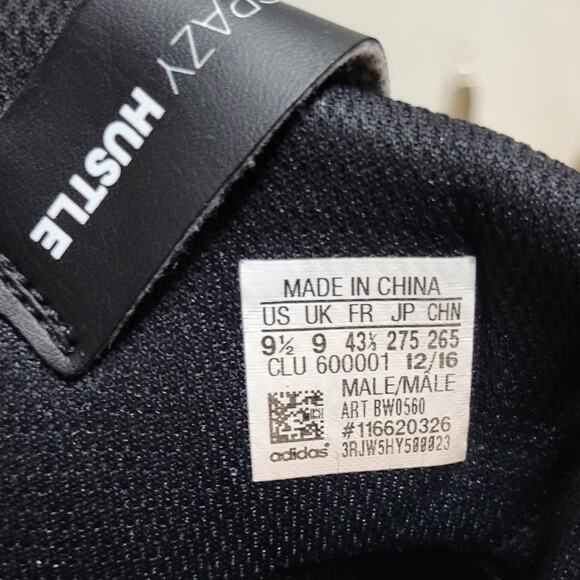 Adidas Crazy Hustle Men’s Black/White Basketball Shoes Size 9.5 FAST SHIPPING - Picture 12 of 12